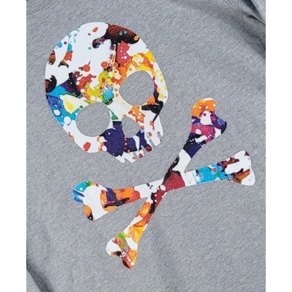 Robert Graham Shirt Men's Medium Multicolor Paint Splatter‎ Skull Bones Pullover